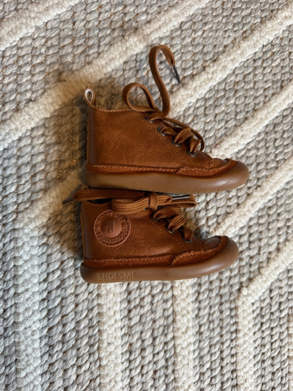 Shoesme Brown Leather Lace-Up new walker Boots - Picture 3 of 8